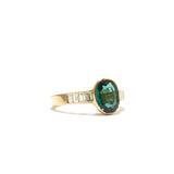 Green Tourmaline and Diamond Baguette Ring