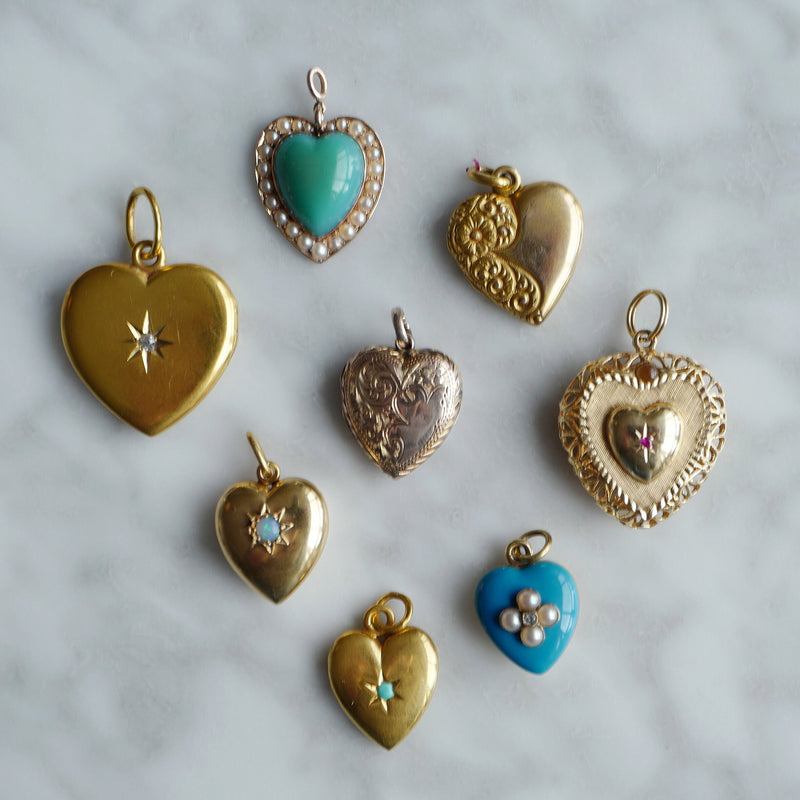 Turquoise and Pearl Heart Pendant