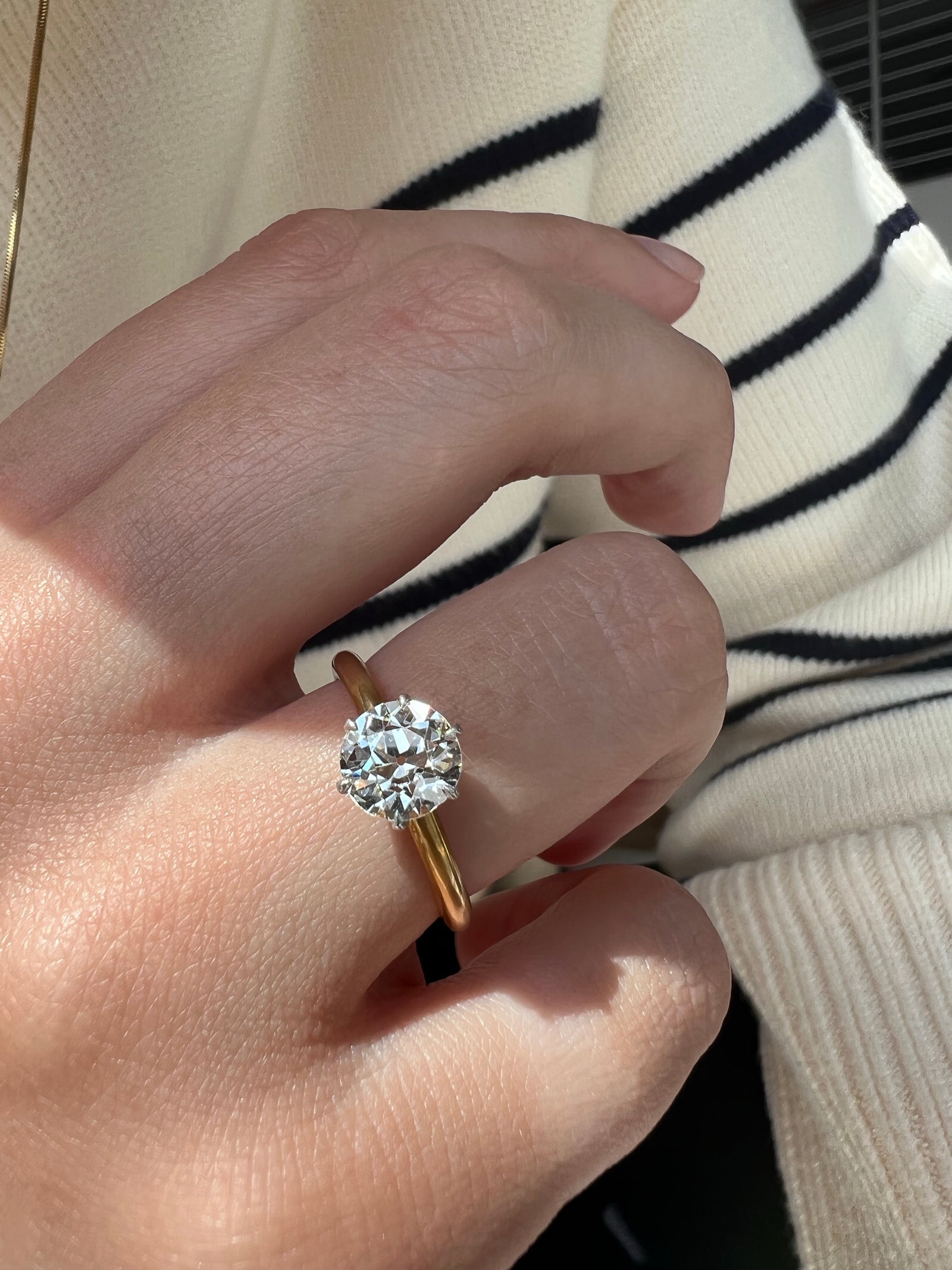 Auth Tiffany&Co. Flat Band 3P Diamond Ring K18 750YG Yellow