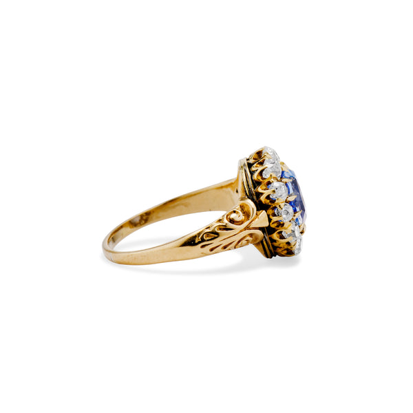 Light Blue Sapphire Diamond Halo Ring