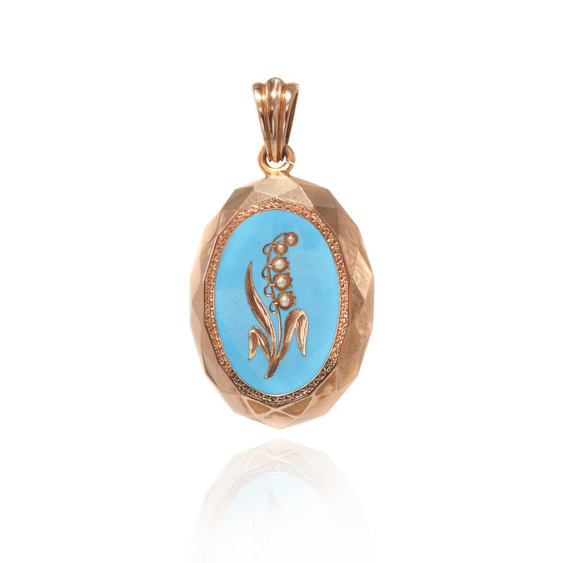 Lilly of the Valley Gold and Enamel Locket