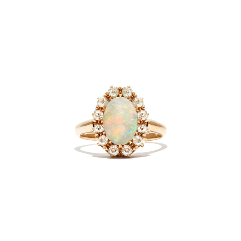 Victorian Opal and Diamond Halo Ring