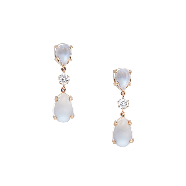 Moonstone and Diamond Earrings