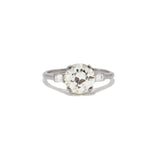 Art Deco Old European Cut and Baguette Diamond Engagement Ring