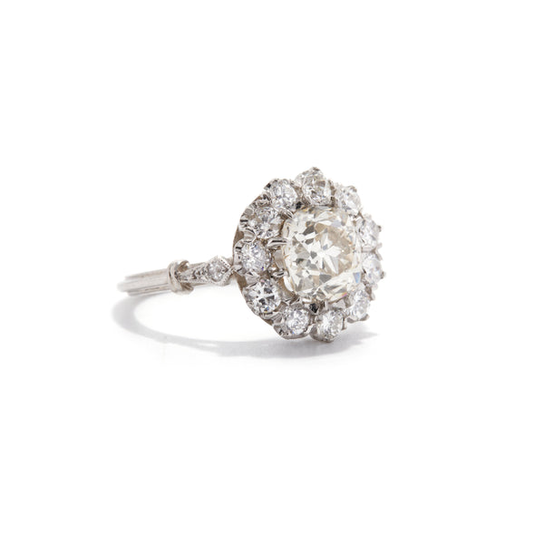 Champagne Old Mine Cluster Ring