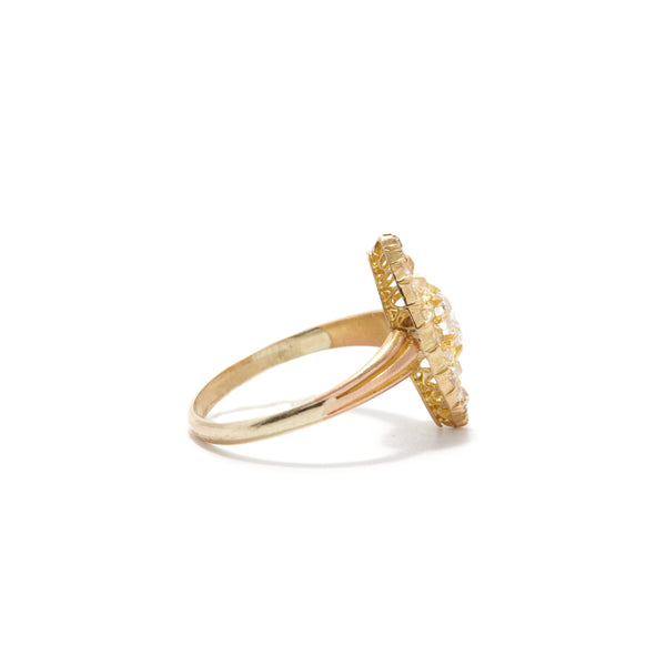 Old Mine Diamond Navette Ring