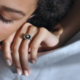 Black Onyx and Old European Cut Diamond Ring