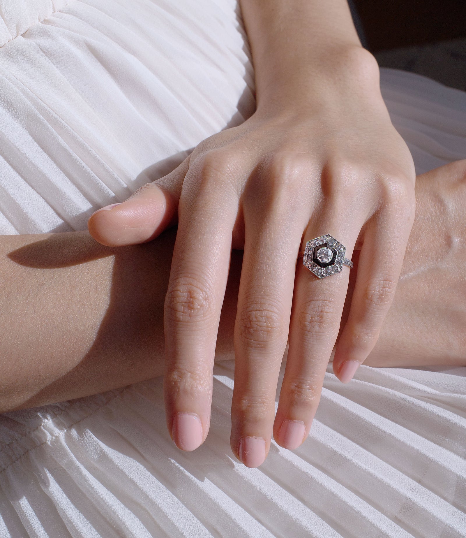 Art Deco Onyx and Diamond Hexagon Ring – Ashley Zhang Jewelry