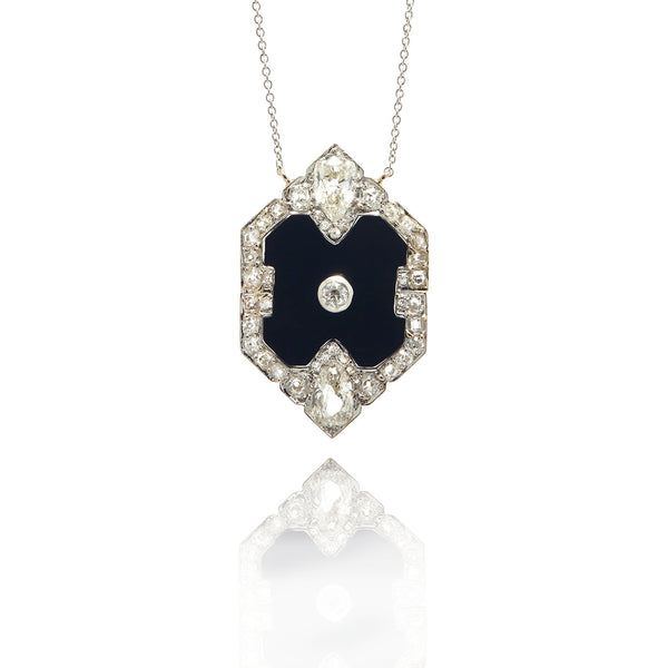 Art Deco Onyx and Diamond Necklace