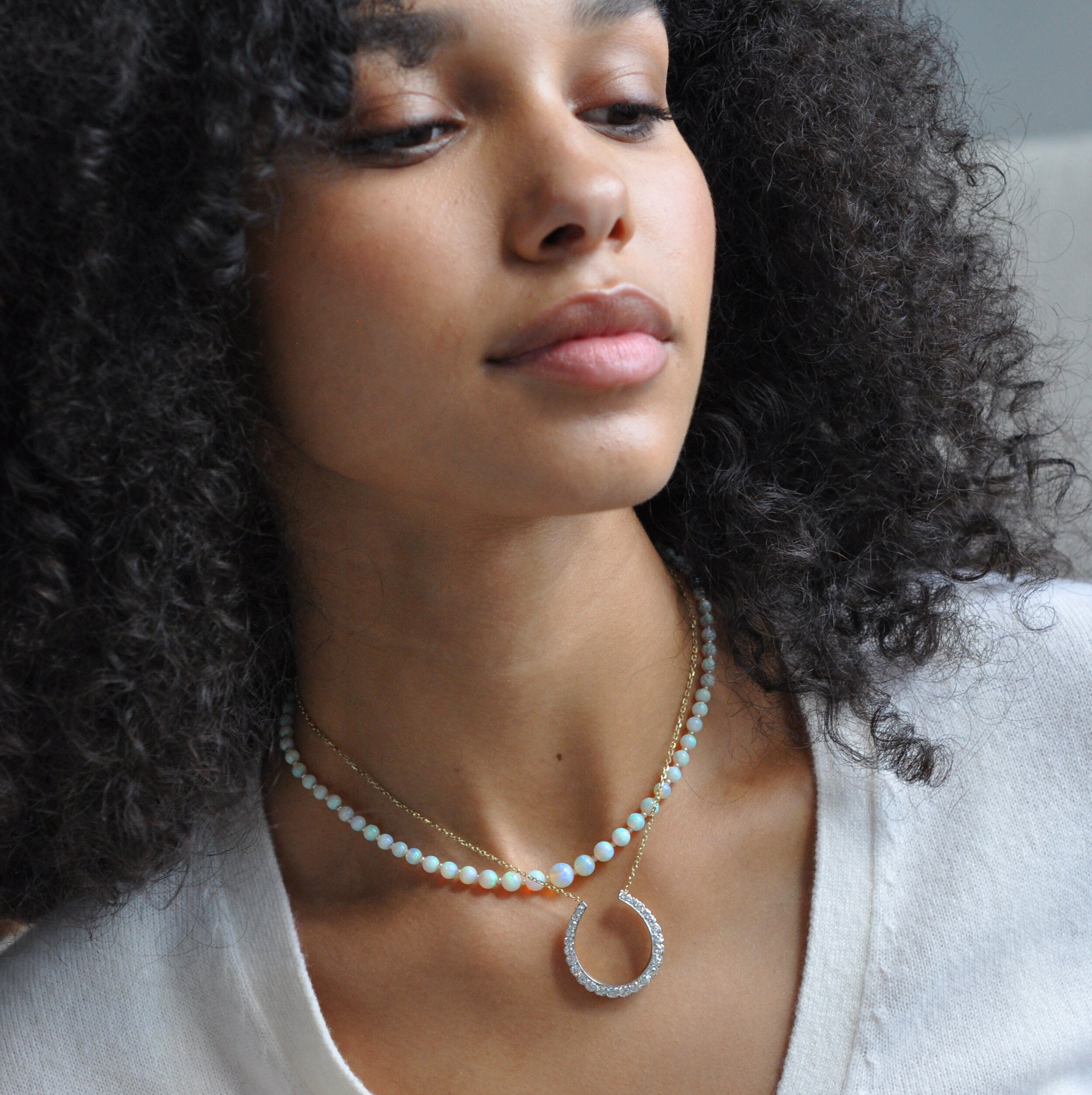 Antique Diamond Horseshoe Necklace Ashley Zhang Jewelry