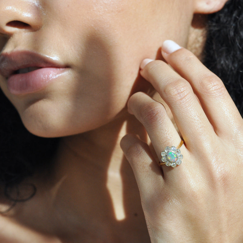 Opal Flower Cluster Ring
