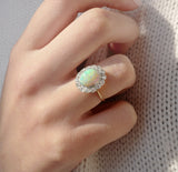 Diamond Halo Opal Ring