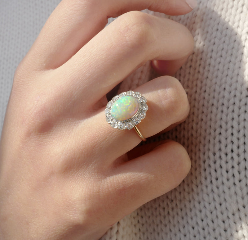 Opal with diamond halo Clearance