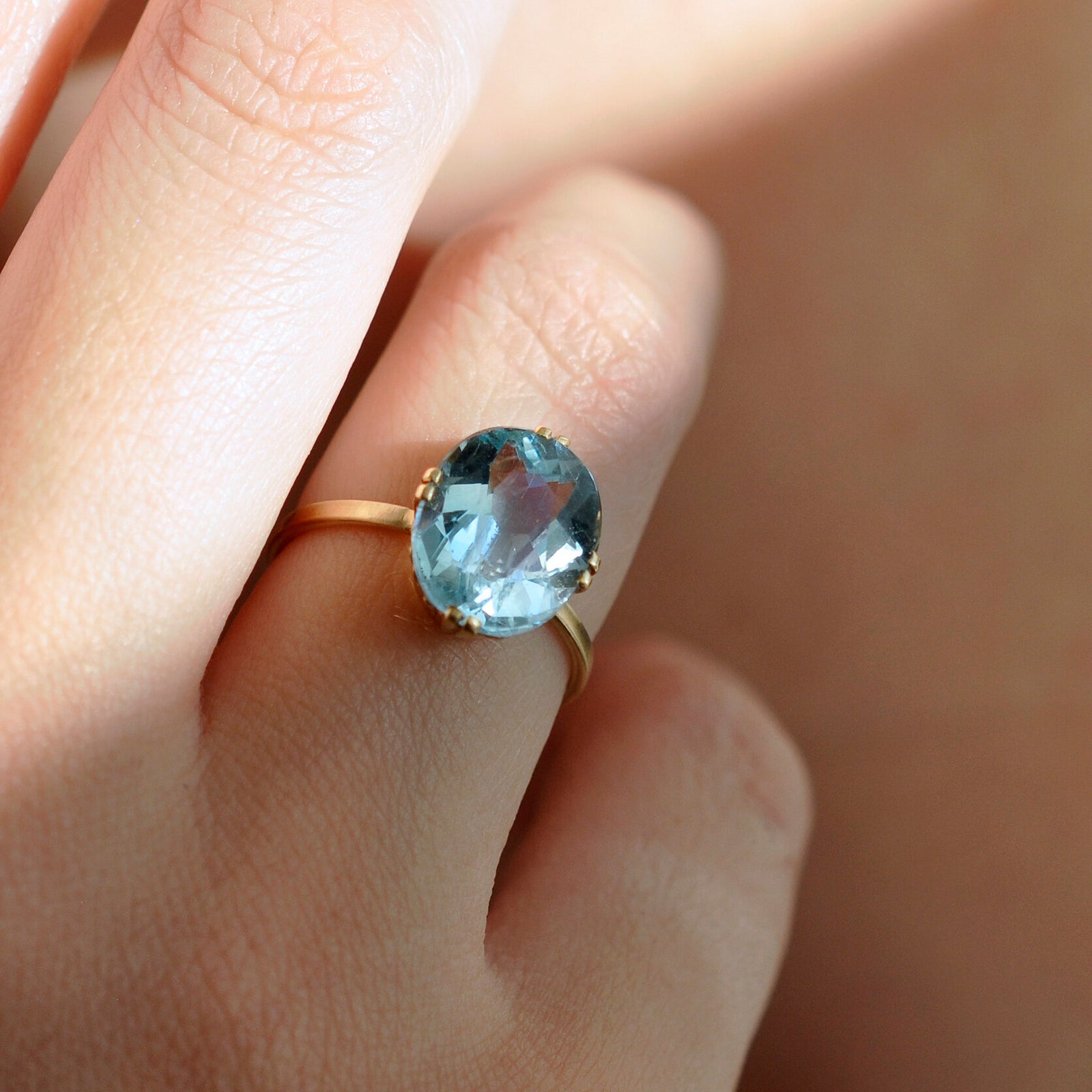 Compass Set Oval Aquamarine Ring – Ashley Zhang Jewelry