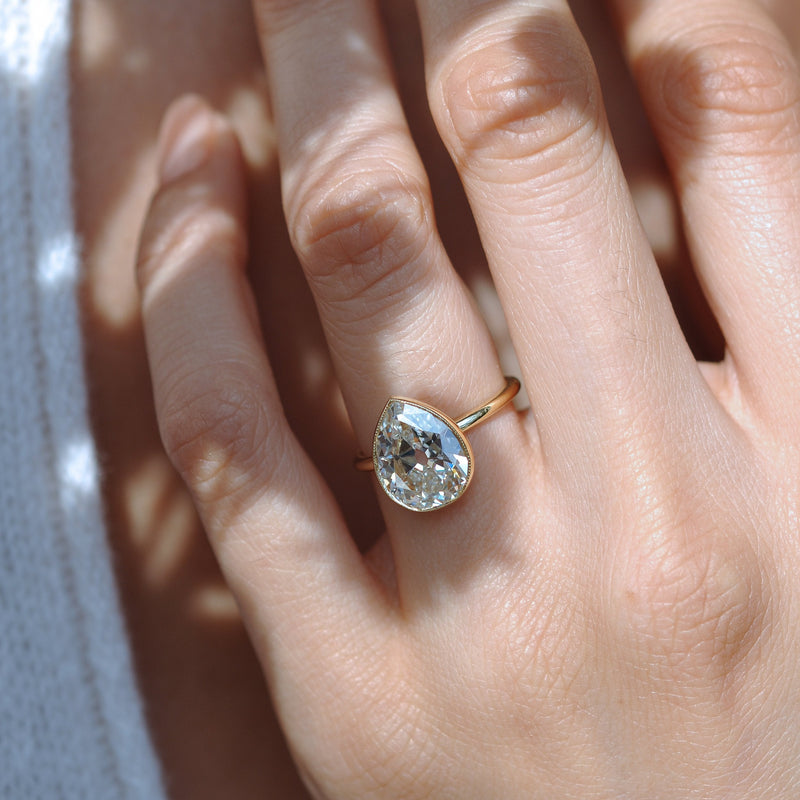 Bezel pear diamond ring Clearance