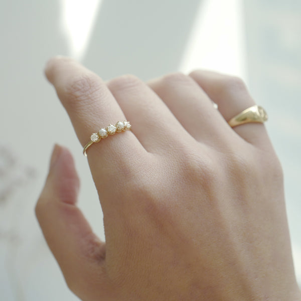 Seed Pearl and Diamond Ring