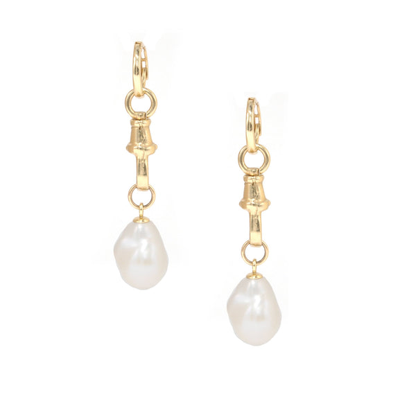 Baroque Pearl Dog Clip Charms Earrings