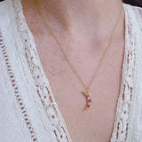 Ruby And Pearl Crescent Necklace