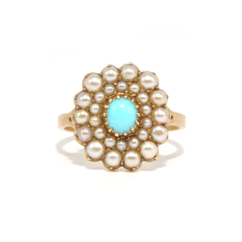 Turquoise and Split Pearl Ring