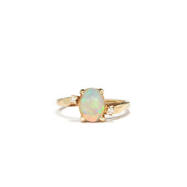 Vintage Opal and Diamond Ring