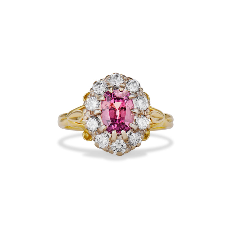 Pink Sapphire and Diamond Cluster Ring