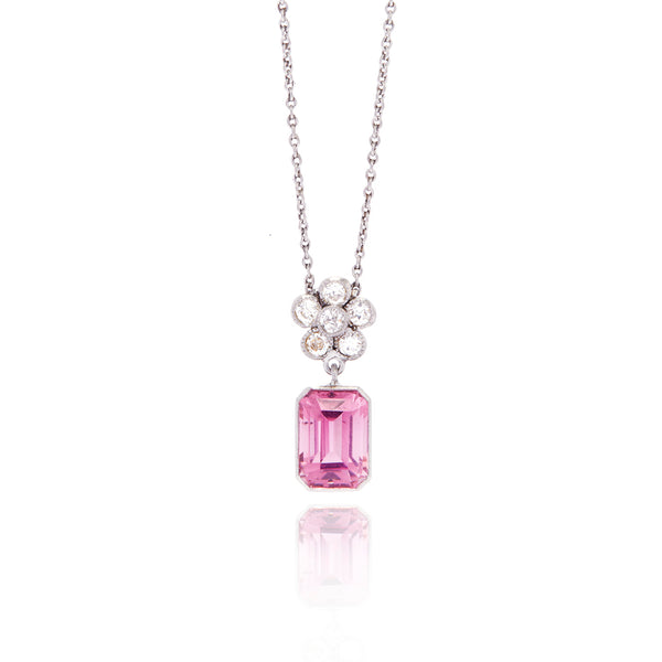 Pink Tourmaline and Diamond Necklace