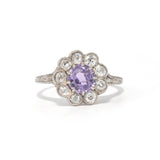 Art Deco Purple Sapphire Diamond Cluster Ring