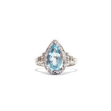 Vintage Pear Cut Aquamarine and Diamond Ring