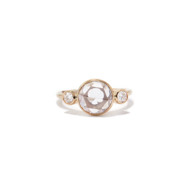 Rose Cut Diamond Three Stone Ring