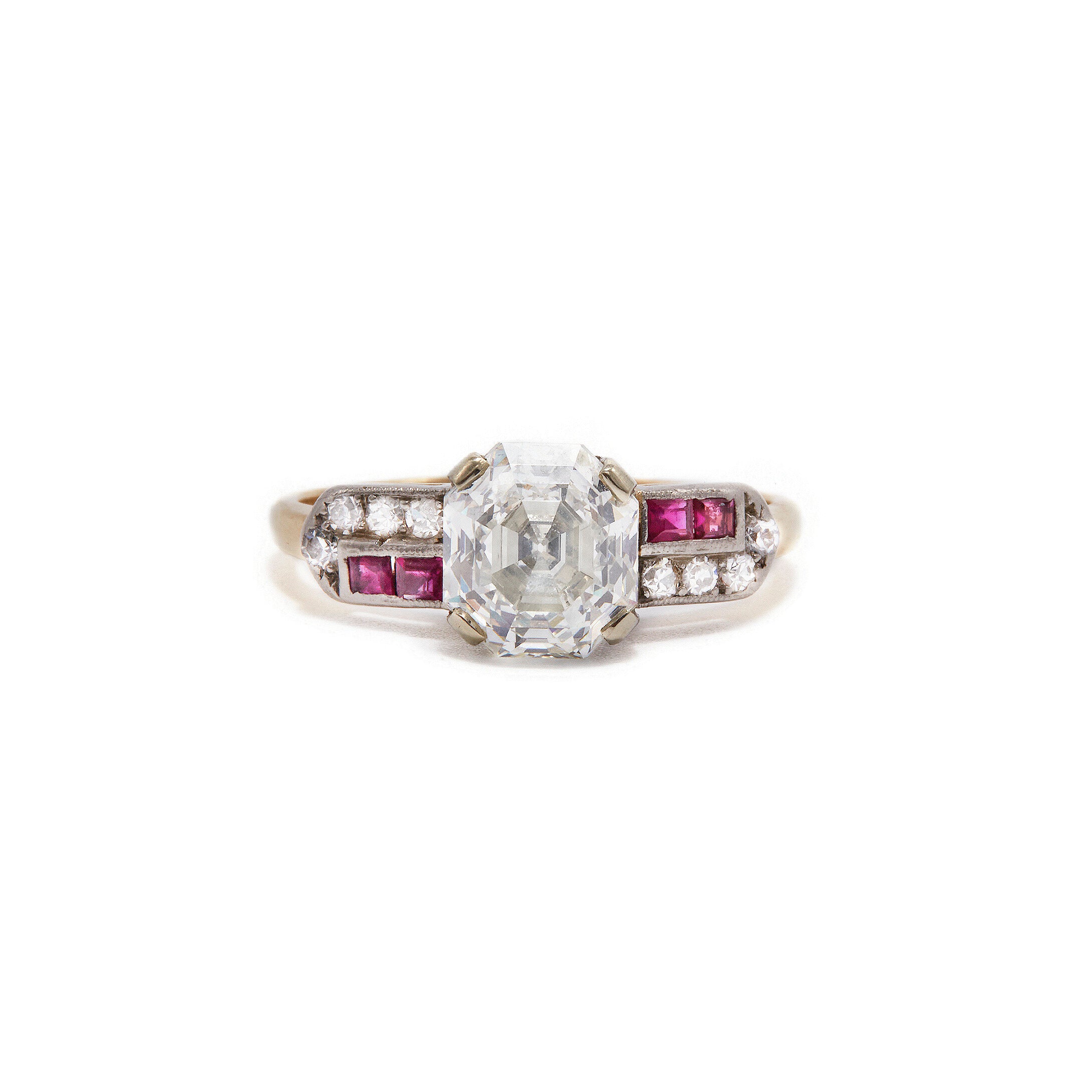 Deco Asscher Cut Diamond and Ruby Ring – Ashley Zhang Jewelry