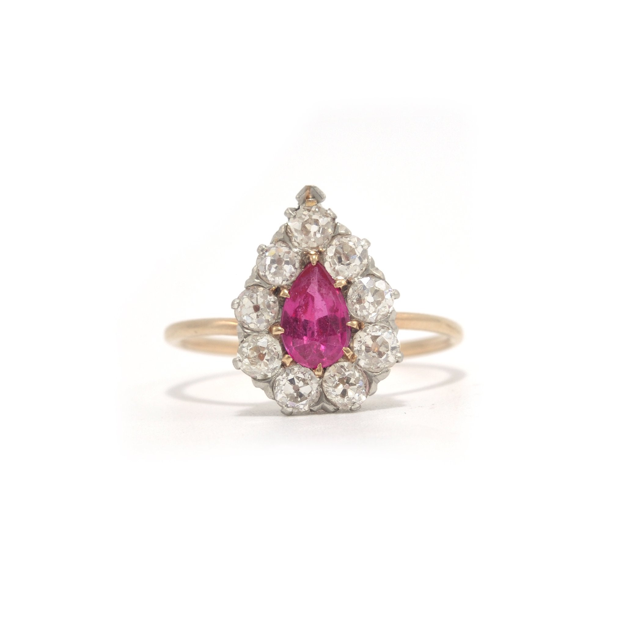 Antique Pear Cut Ruby and Diamond Ring – Ashley Zhang Jewelry