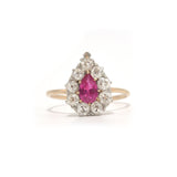 Antique Pear Cut Ruby and Diamond Ring