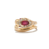 VICTORIAN RUBY AND DIAMOND SNAKE RING