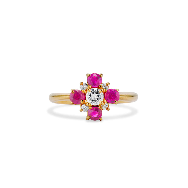 Diamond and Ruby Petite Cluster Ring
