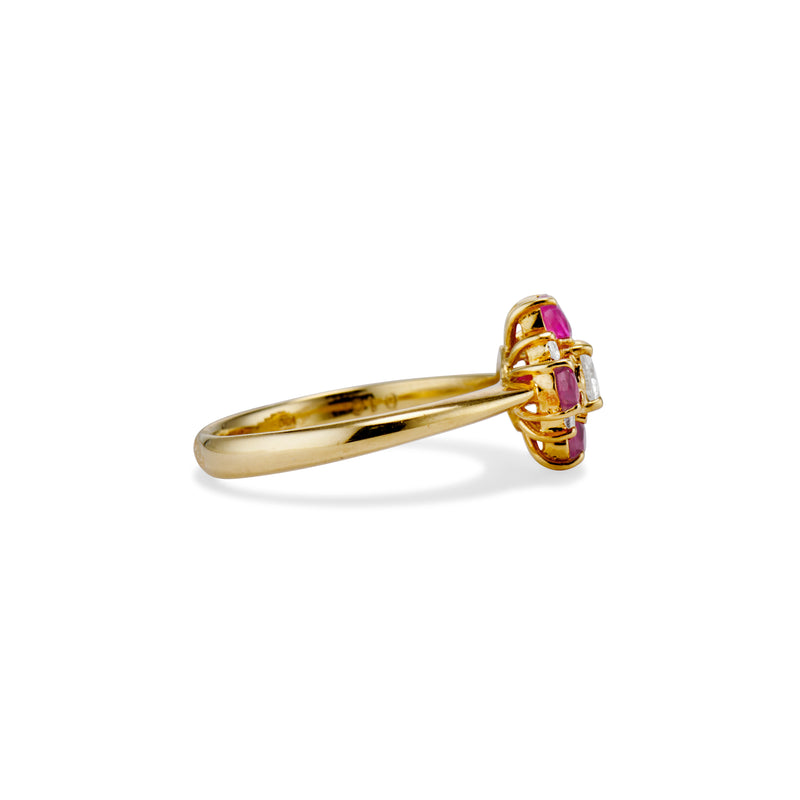 Diamond and Ruby Petite Cluster Ring