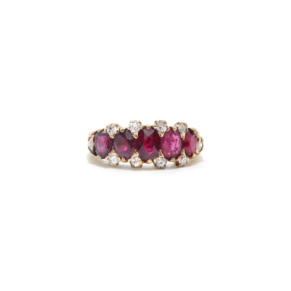 Antique Ruby and Diamond Band