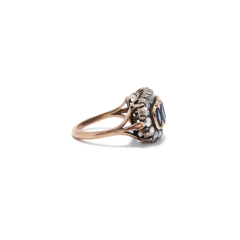 Victorian Rose Gold Sapphire and Diamond Ring