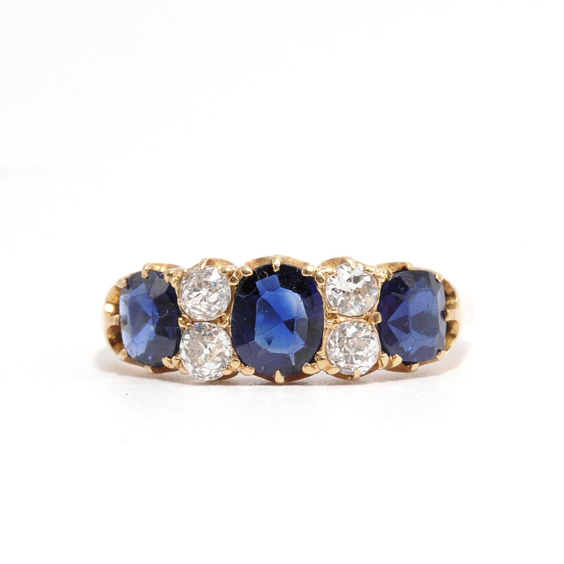Three Sapphire and Diamond Ring