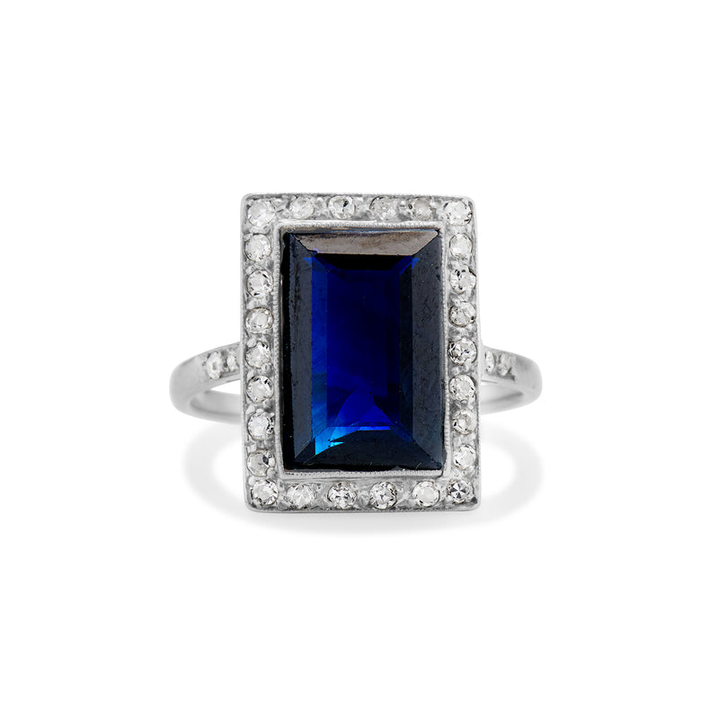 Vintage French Deco Sapphire Halo Ring