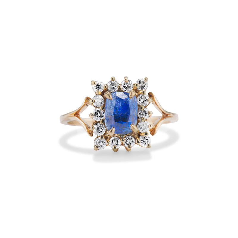 Light Blue Sapphire Diamond Halo Ring