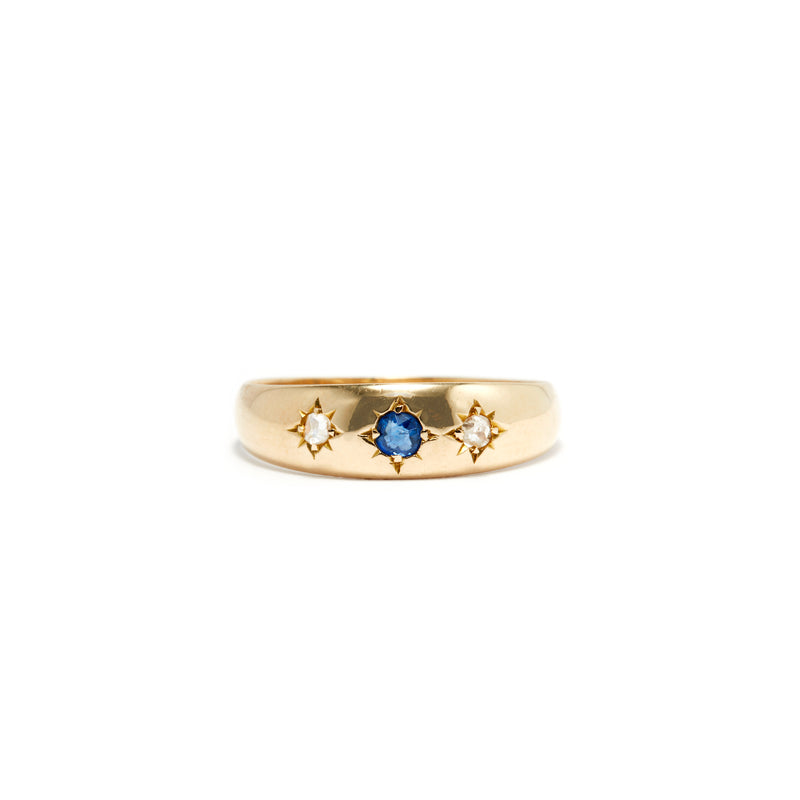Sapphire and Diamond Starburst Ring