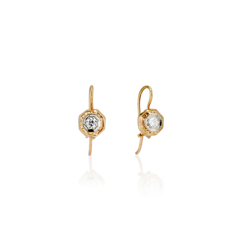 Deco Gold Diamond Earrings