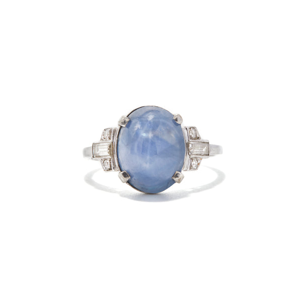 ART DECO STAR SAPPHIRE RING