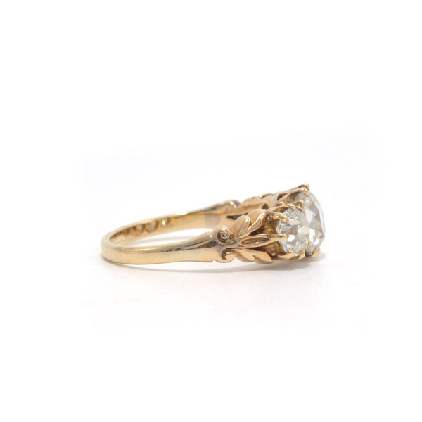Victorian Old Mine Cut Three Diamond Ring