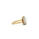 Diamond Halo Three Stone Opal Ring