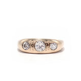 Three Diamond Engraved Gypsy Ring