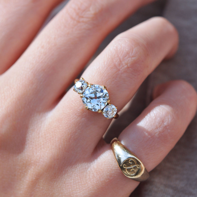 Carat Old Mine Cut Diamond Tiffany Three Stone Ring – Ashley
