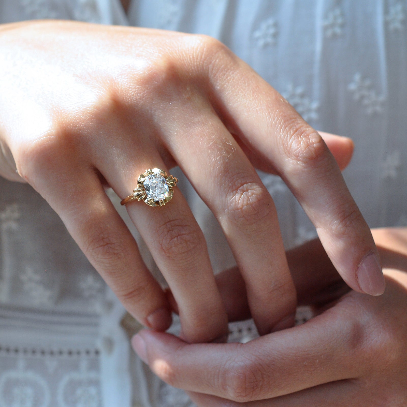 Vintage Cushion Cut Diamond Tiffany Ring – Ashley Zhang Jewelry