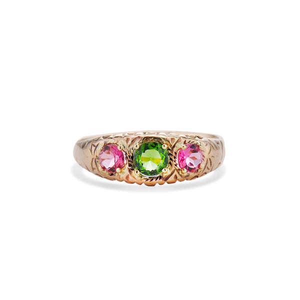 Pink and Green Tourmaline Ring