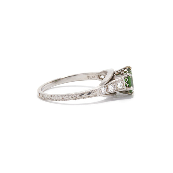 Art Deco Setting Tsavorite Garnet Ring